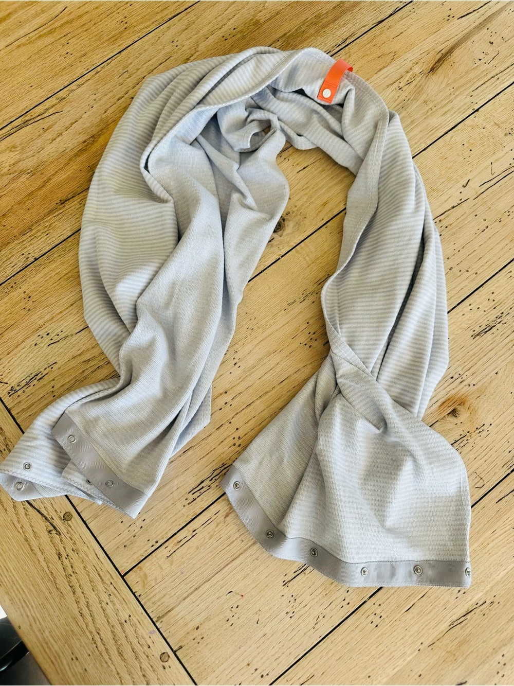 lululemon athletica Light Gray Infinity Scarf/Wrap with Orange Accent Tab